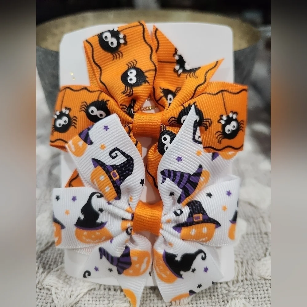 New!  Halloween Hair Bow Clips